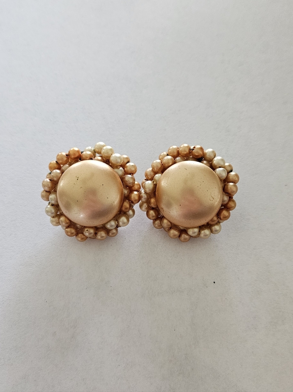 Cluster Clip On Earrings Faux Pearl Vintage 50s or 60s